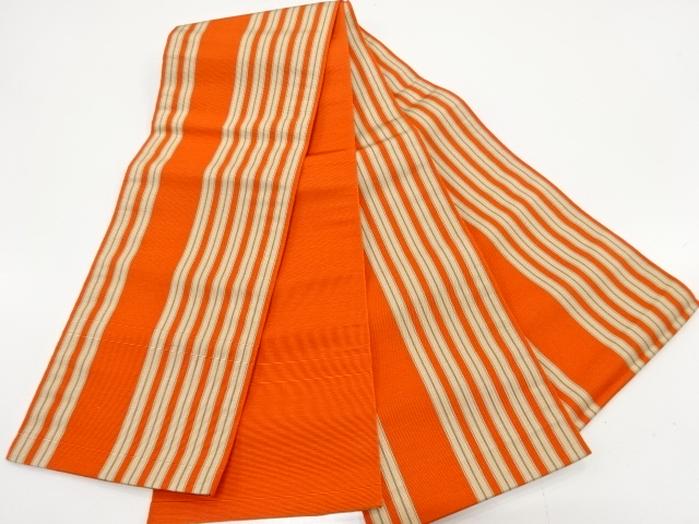  本場筑前博多　縞模様織り出し　半幅帯